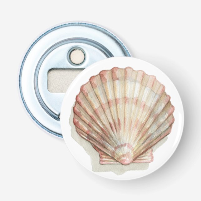 Rosa und Creme Seashell Flaschenöffner (Vorderseite)