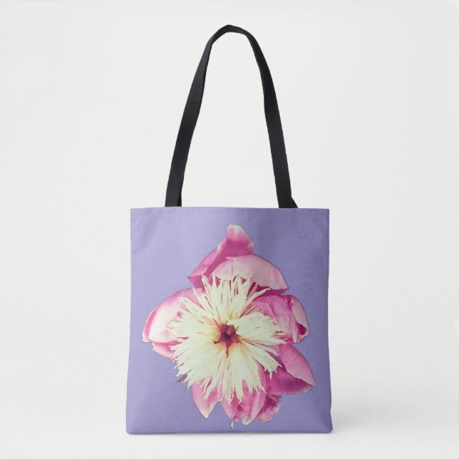 Rosa und cremefarbene Blume Tasche (Vorderseite)