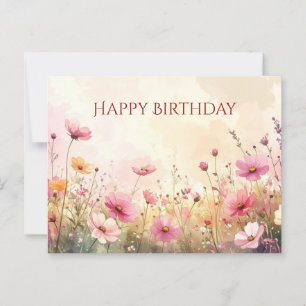 Rosa und cremefarbene Wildblumen Alles Gute zum Ge Postkarte