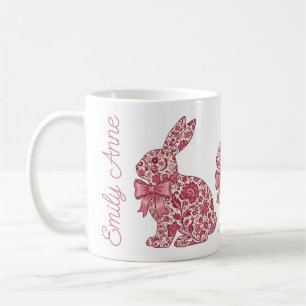 Rosa und cremefarbener Chinoiserie-Osterhase Kaffeetasse
