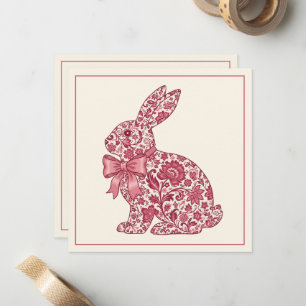 Rosa und cremefarbener Chinoiserie-Osterhase Mitteilungskarte