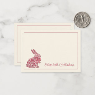 Rosa und cremefarbener Chinoiserie-Osterhase Mitteilungskarte