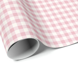 Rosa und cremefarbenes Gingham-Karo-Muster Geschenkpapier
