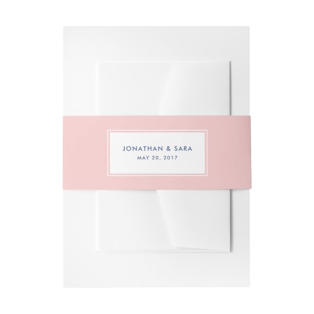 Rosa und Denim blau, elegante Hochzeit Einladungsbanderole (Vorderseite Beispiel)