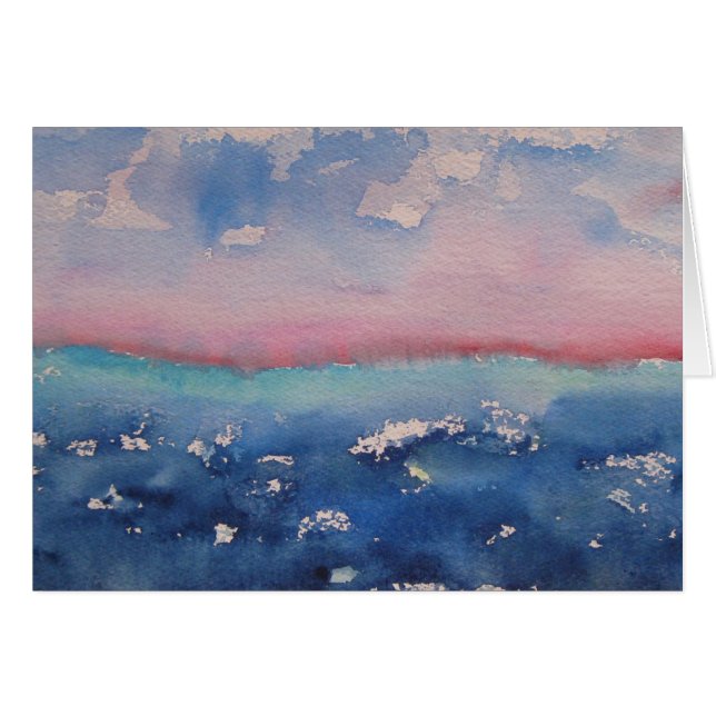 Rosa und dunkelblaue Wasserfarbenlandschaft - Hori (Vorderseite (Horizontal))