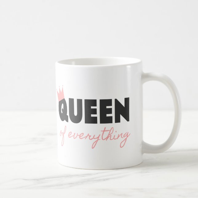 Rosa und dunkelgraue Königin von allem Textdesign Kaffeetasse (Rechts)