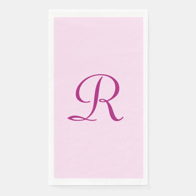 Rosa und dunkelrosa Monogramm-Handtuch Serviette (Vorderseite)