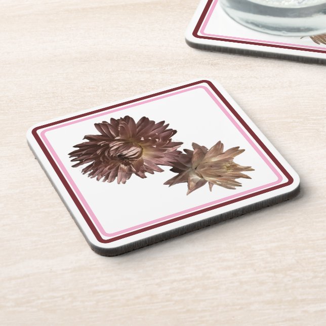 rosa und dunkelrote Strohblume Getränkeuntersetzer (Linke Seite)