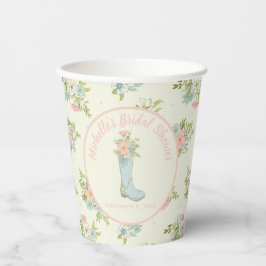 Rosa und Elfenbein-Rain-Boot-Brautparty Pappbecher