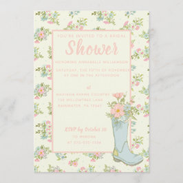 Rosa und Elfenbein-Rain-Boot-Polterabend Einladung