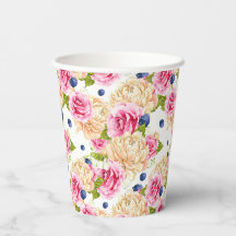Rosa- und Elfenbein-Rose- und Blaubeer-Blumenmuste