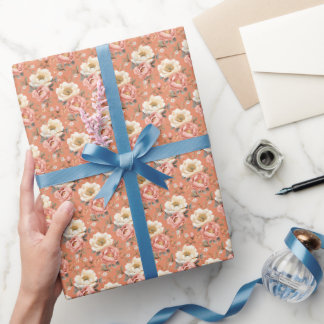 Rosa- und Elfenbeinerden auf Mute Orange Geschenkpapier