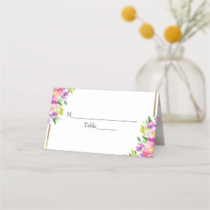 Rosa und falsche Folie Goldene Blumige Hochzeitsdu Platzkarte
