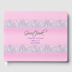 Rosa und farbenfroher Glitzer Süß 16 Party Gästebuch