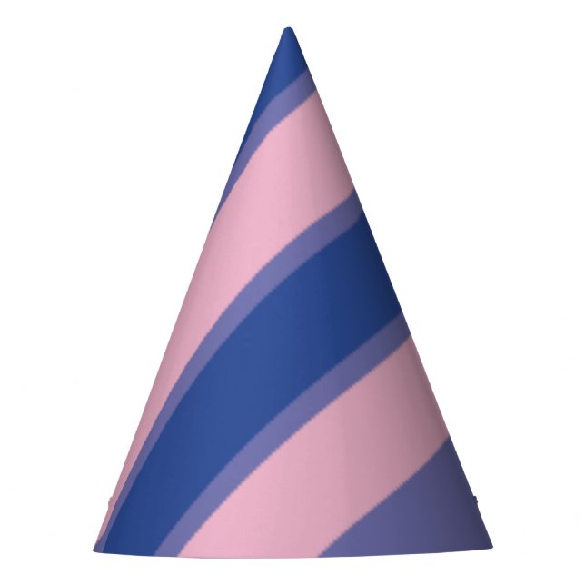 Rosa und Farbtöne Lila Streifen Partyhütchen (Vorderseite)