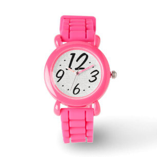 rosa und fett nummeriert armbanduhr