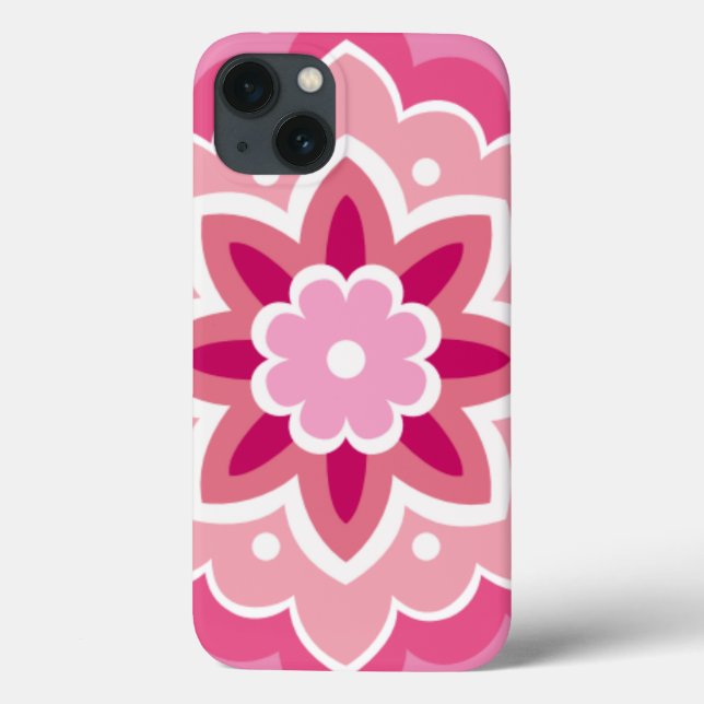 Rosa und florales Muster Case-Mate iPhone Hülle (Rückseite)