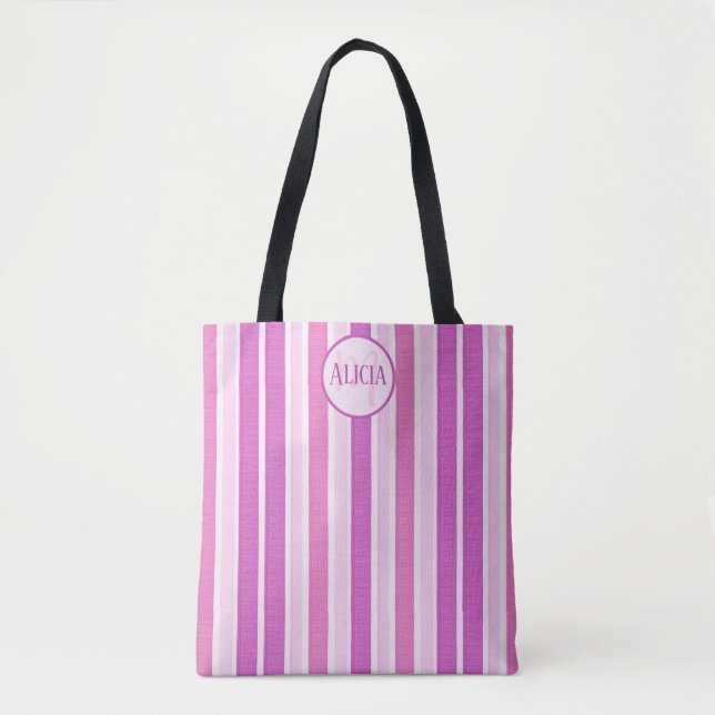 Rosa und Fuchsia Streifen Tasche (Vorderseite)