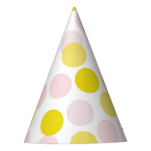 Rosa und Gelb-Feierliche Polka Dots Confetti Partyhütchen
