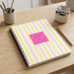 Rosa und gelb gestreift elegant schlicht trendy notizbuch
