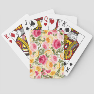 Rosa und Gelb Rosen Bauernhof Shabby Chic Blumen Spielkarten