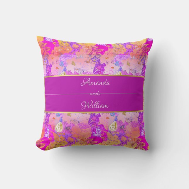 Rosa und gelb, Vintag Kissen (Vorderseite)