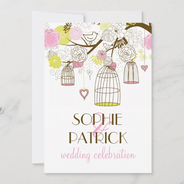 Rosa und gelb Vintage Geburtstage Einladung Hochze (Vorderseite)