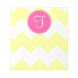 Rosa-und Gelb-Zickzack Monogramm-Notizblock Notizblock