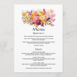 Rosa- und Gelbblütenhochzeit Menükarte