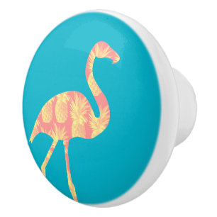Rosa und gelbe Ananas Flamingo Keramik Knoblauch Keramikknauf
