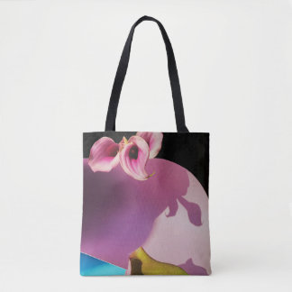 Rosa und gelbe Blume auf rosa Papier Tasche