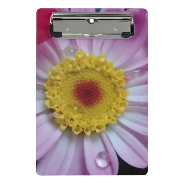Rosa und gelbe Blume Mini Klemmbrett (Vorderseite)