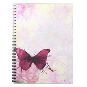 Rosa und gelbe Blume mit Schmetterling Notizblock