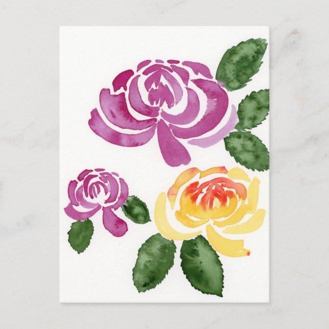 Rosa und gelbe Blume, Peony Postcard Postkarte (Vorderseite)