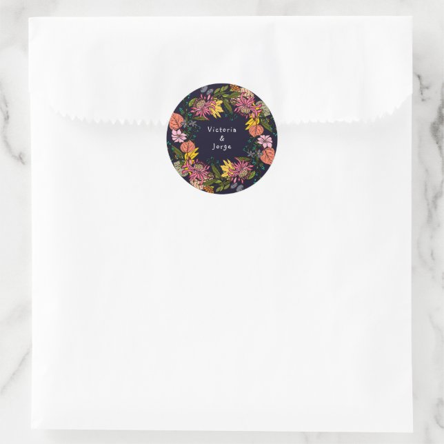 Rosa und gelbe Blume Runder Aufkleber (Tasche)