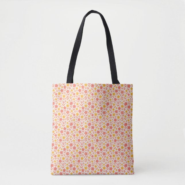 Rosa und gelbe Blume Tasche (Vorderseite)