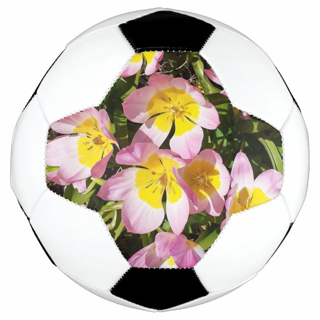 Rosa und gelbe Blumen Fußball (Vorderseite)