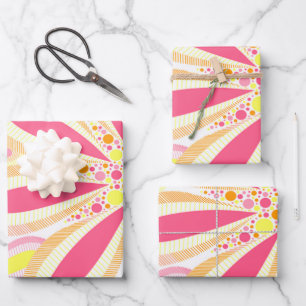 Rosa und gelbe Blumen Geschenkpapier Set