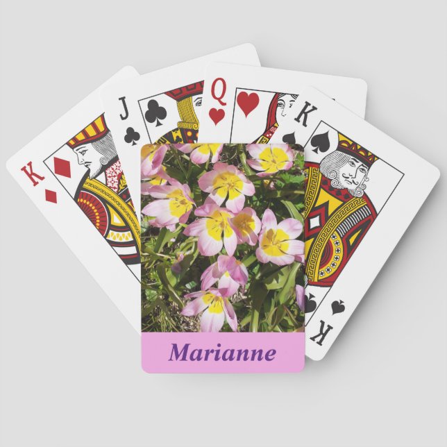 Rosa und gelbe Blumen Spielkarten (Rückseite)