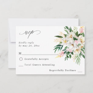Rosa und Gelbe Blüte ni Mahlzeit UAWG 3 RSVP Karte