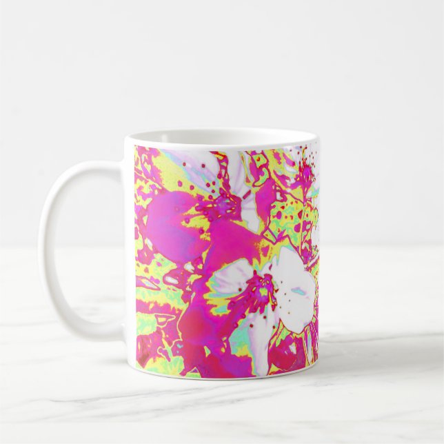 Rosa und gelbe Blüten-Tasse Kaffeetasse (Links)