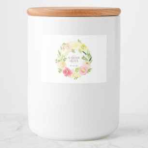 Rosa und gelbe Blütenfarbe   Hochzeit Lebensmitteletikett