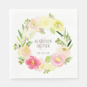 Rosa und gelbe Blütenfarbe Hochzeit Serviette