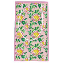 Rosa und gelbe Chinoiserie Blumen Kleine Geschenktüte