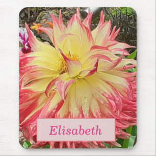 Rosa und Gelbe Dahlia Mousepad