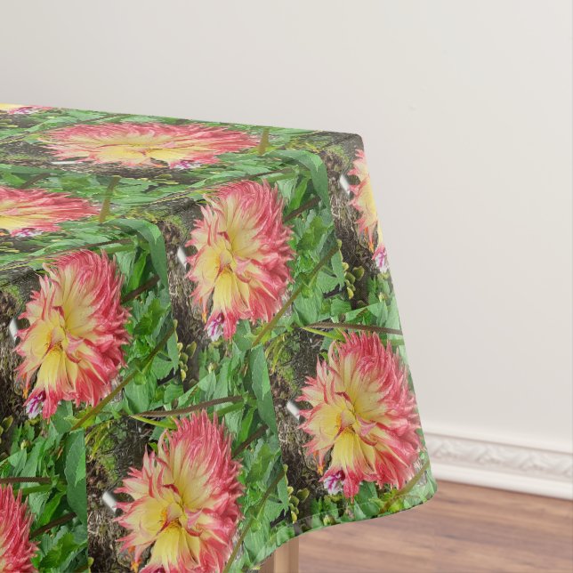 Rosa und Gelbe Dahlia Tischdecke (Beispiel)