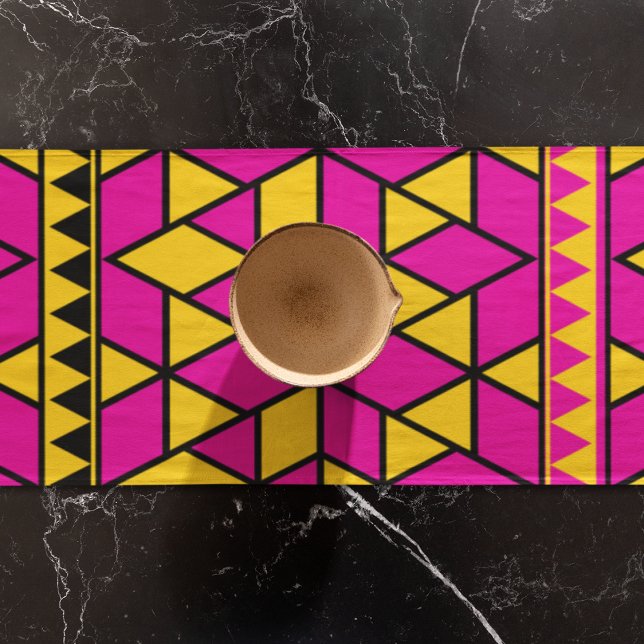 rosa und gelbe Dreiecke Muster Kurzer Tischläufer (Bright triangles table runner)