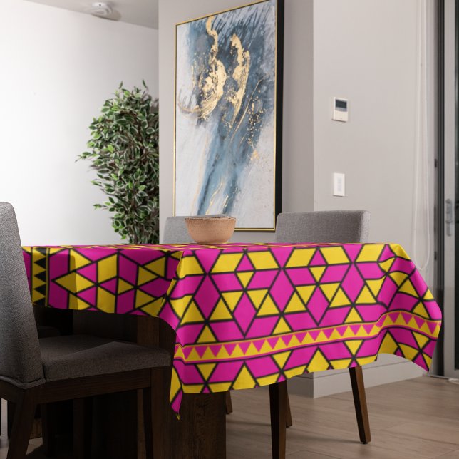 rosa und gelbe Dreiecke Muster Tischdecke (Geometric bright pattern table cloth)
