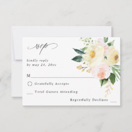 Rosa und gelbe Flora ni Mahlzeiten UAWG RSVP Karte