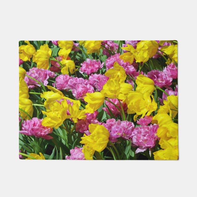 Rosa und gelbe Frühlingtulis Fußmatte (Vorderseite)